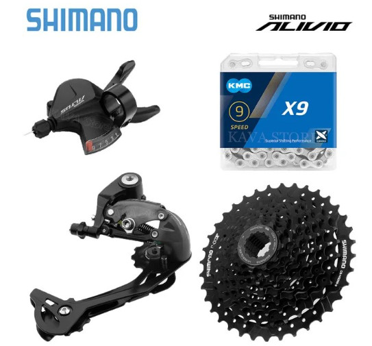 BỘ GROUSET ALTUS 9 SPEEDS (TAY BẤM, CÙI ĐỀ, LIP, SÊN)