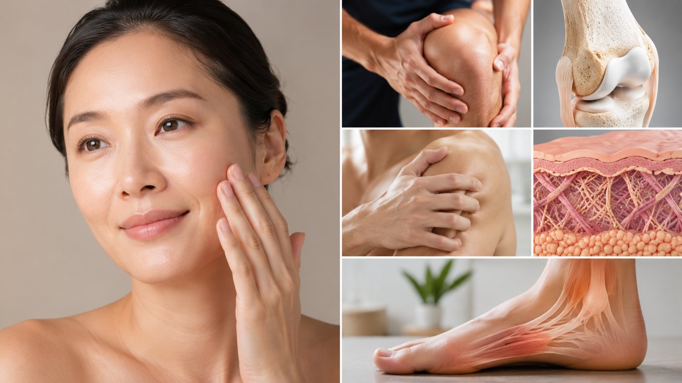 Collagen là protein cấu trúc quan trọng trong da, xương, gân, sụn và mô liên kết.
