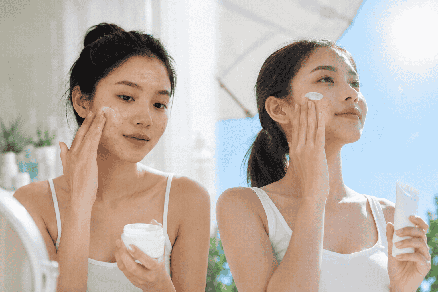 Da mụn vẫn cần dưỡng ẩm và chống nắng bằng sản phẩm phù hợp.