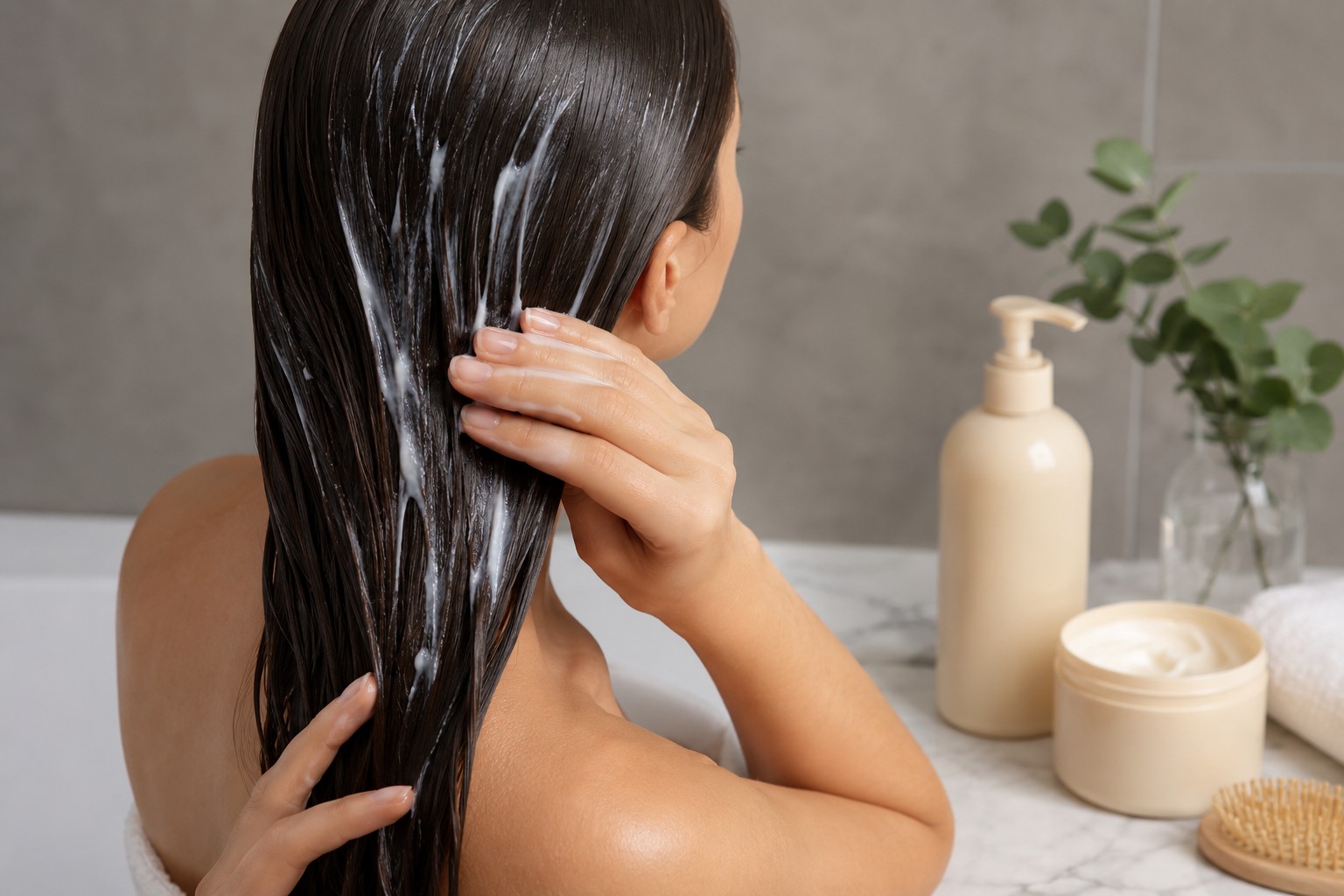 Dầu xả và kem ủ hỗ trợ chăm sóc tóc khô xơ chẻ ngọn