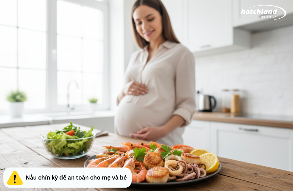 Hải sản giàu dha cho bà bầu