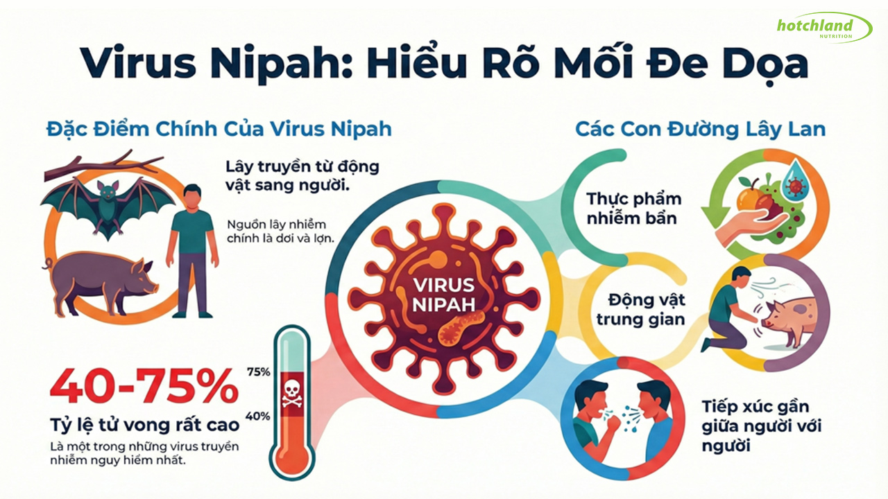 Chu trình lây nhiễm Virus Nipah trong tự nhiên và cộng đồng Mối đe dọa của Virus Nipah