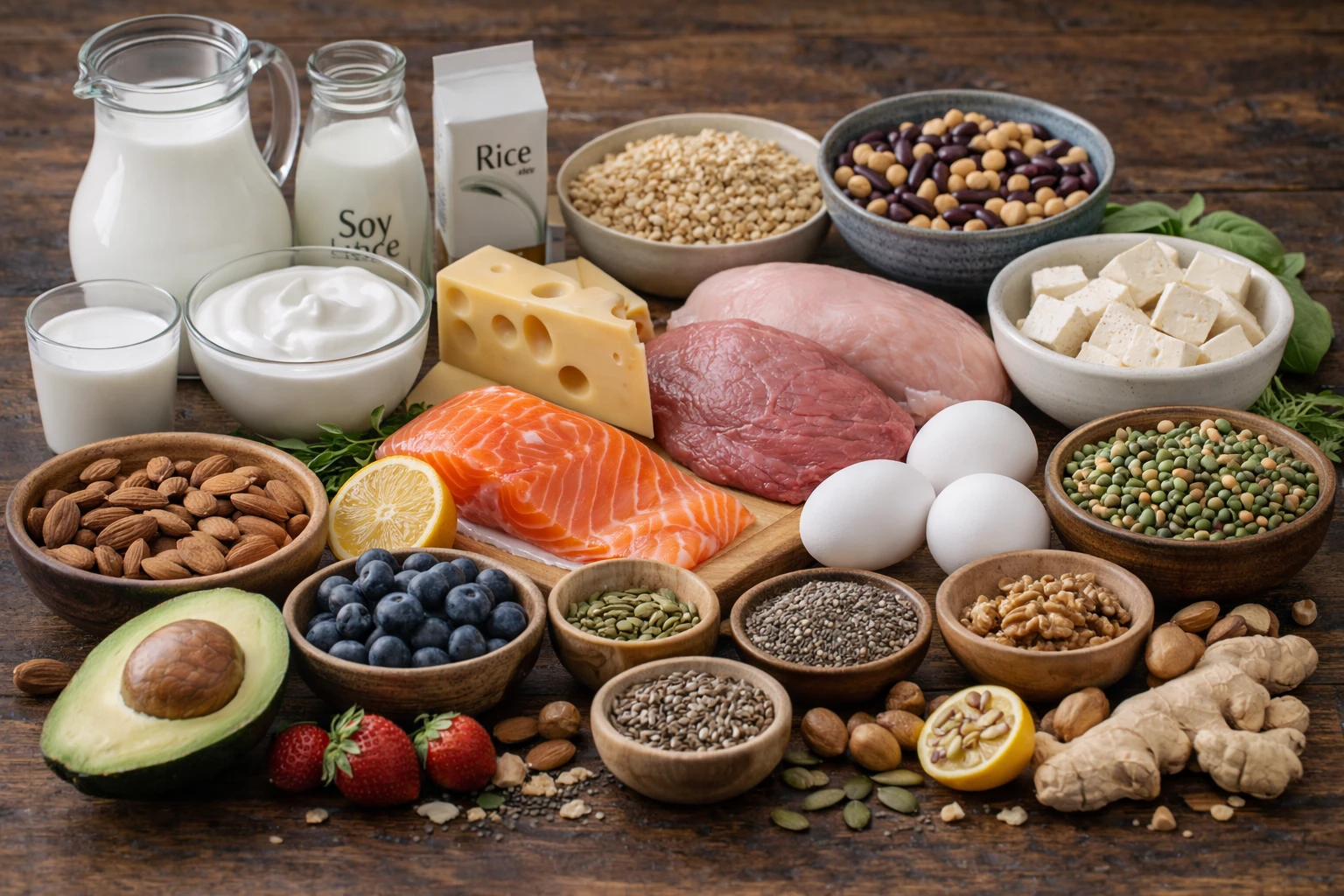 Lớp giữa là nhóm thực phẩm cung cấp protein cần thiết cho cơ thể