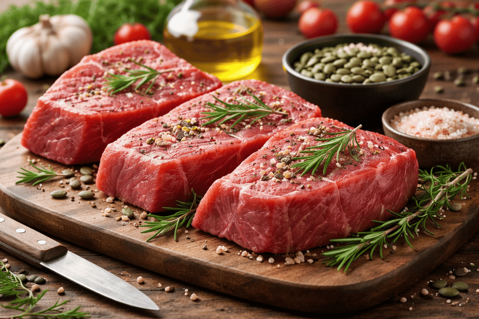 Thịt bò tươi giàu kẽm hỗ trợ tăng cường sức khỏe mắt và duy trì thị lực lâu dài
