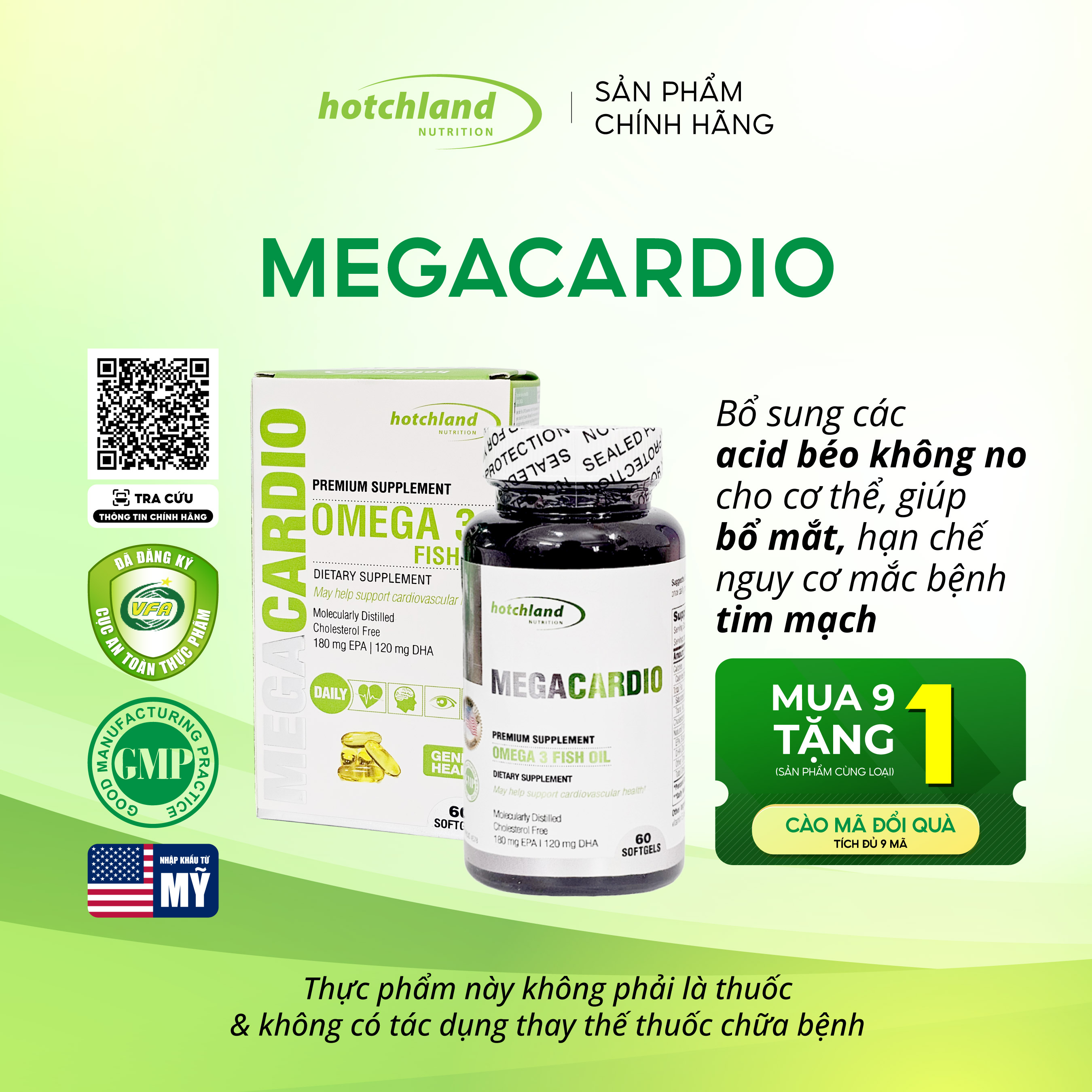HOTCHLAND Mega Cardio - viên uống dầu cá bổ sung omega-3.