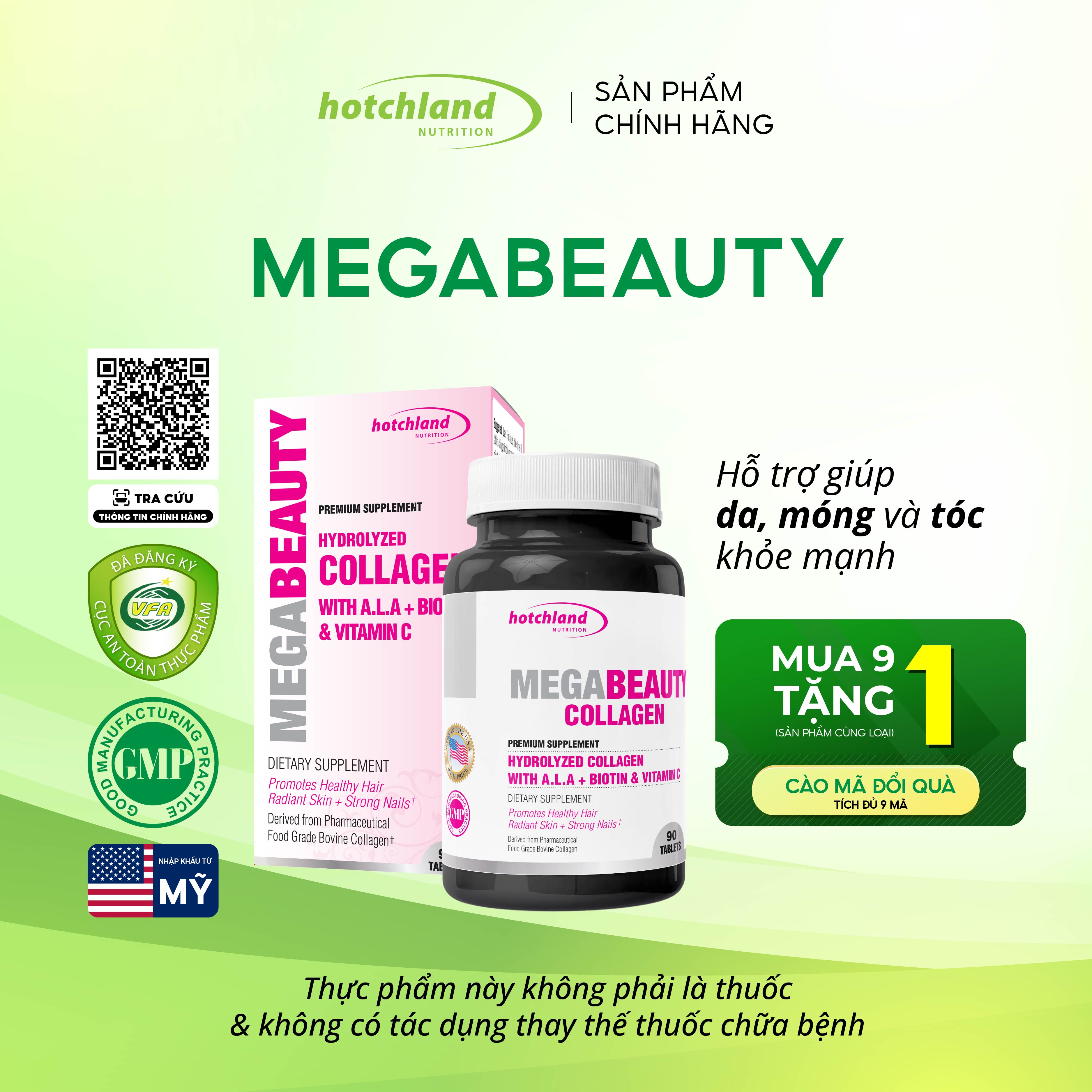 HOTCHLAND MEGABEAUTY - viên uống hỗ trợ tóc, da và móng.