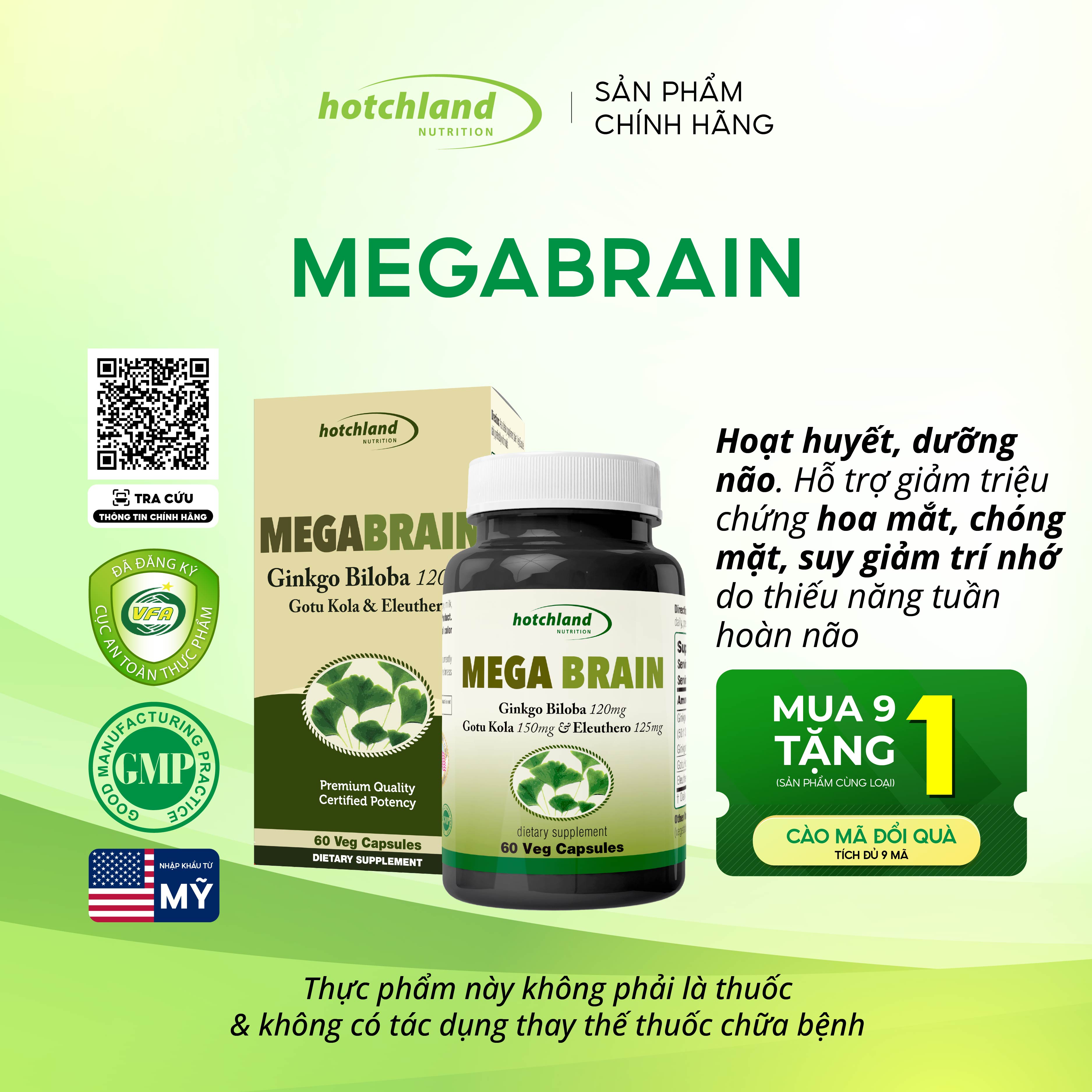 Thực phẩm bảo vệ sức khỏe MegaBrain hỗ trợ hoạt huyết dưỡng não