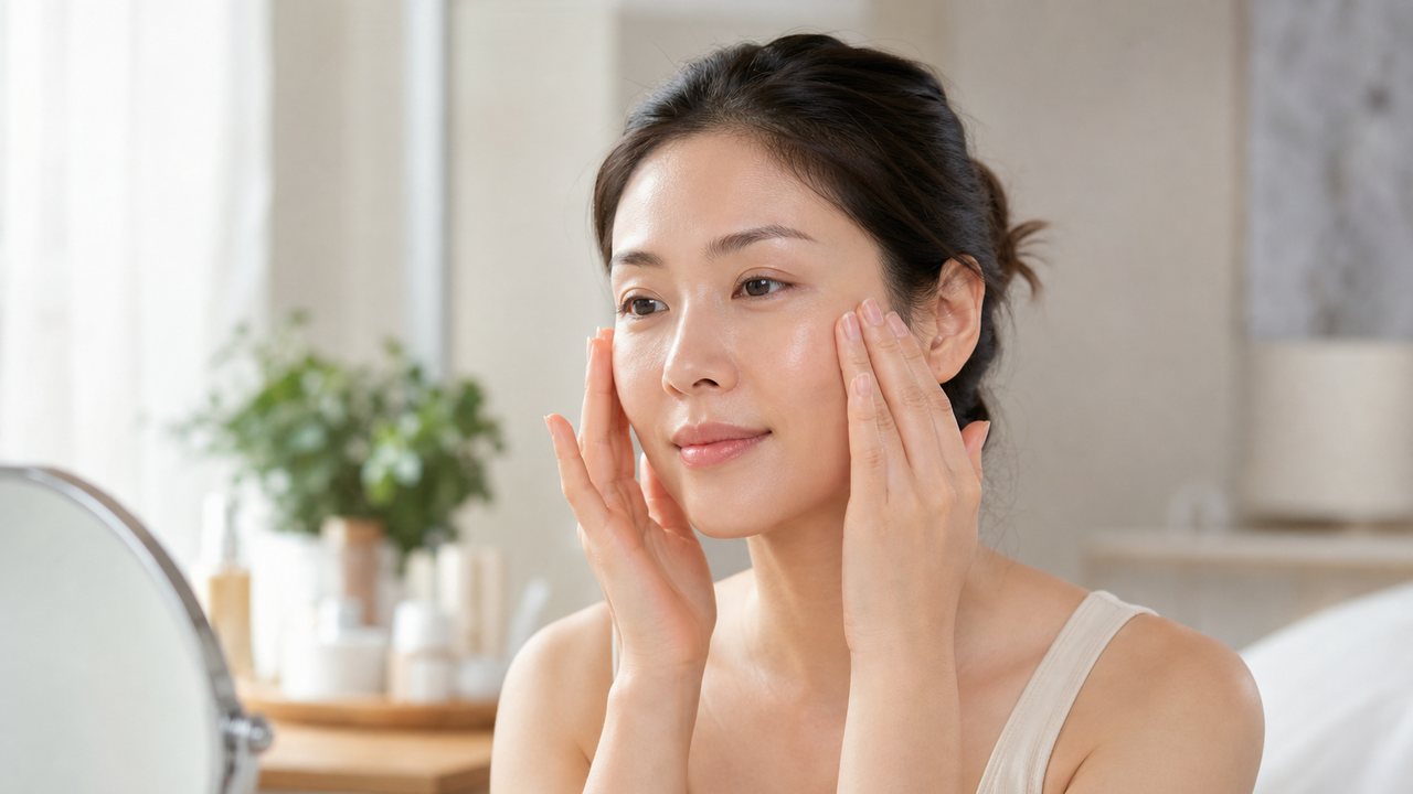 Massage má nên đi từ trong ra ngoài và hơi hướng lên để giảm kéo da xuống.