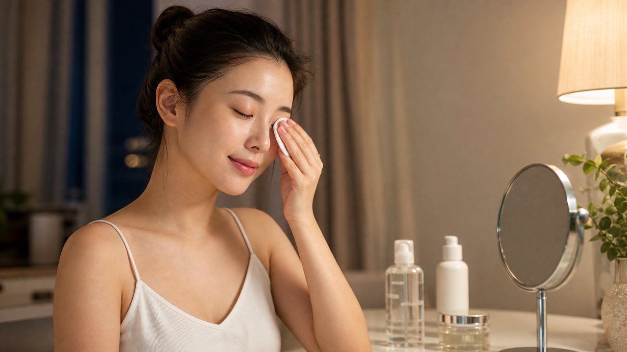 Tẩy trang nhẹ và nghỉ mắt đúng cách giúp giảm ma sát lên vùng da dưới mắt.