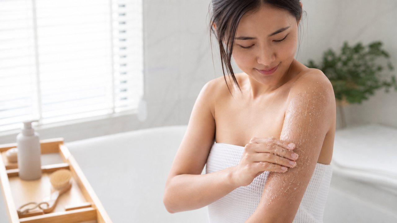 Tẩy tế bào chết body nên nhẹ nhàng để làm mịn da mà không làm tổn thương hàng rào bảo vệ.
