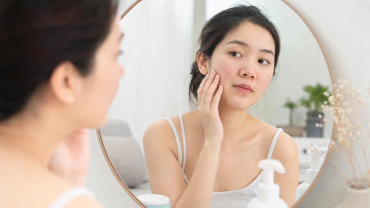 Dị ứng da mặt có thể biểu hiện bằng đỏ, ngứa, nóng rát, sẩn hoặc bong tróc.