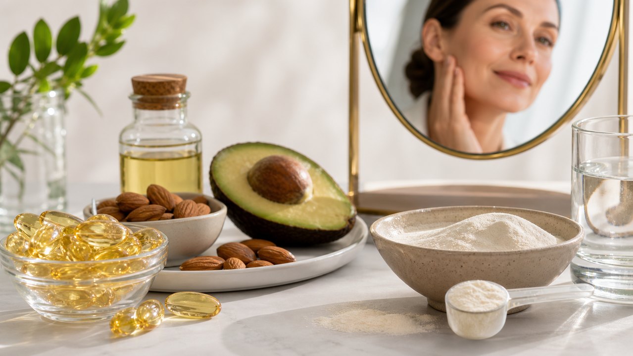Vitamin E và collagen có vai trò khác nhau trong chăm sóc da chống lão hóa.
