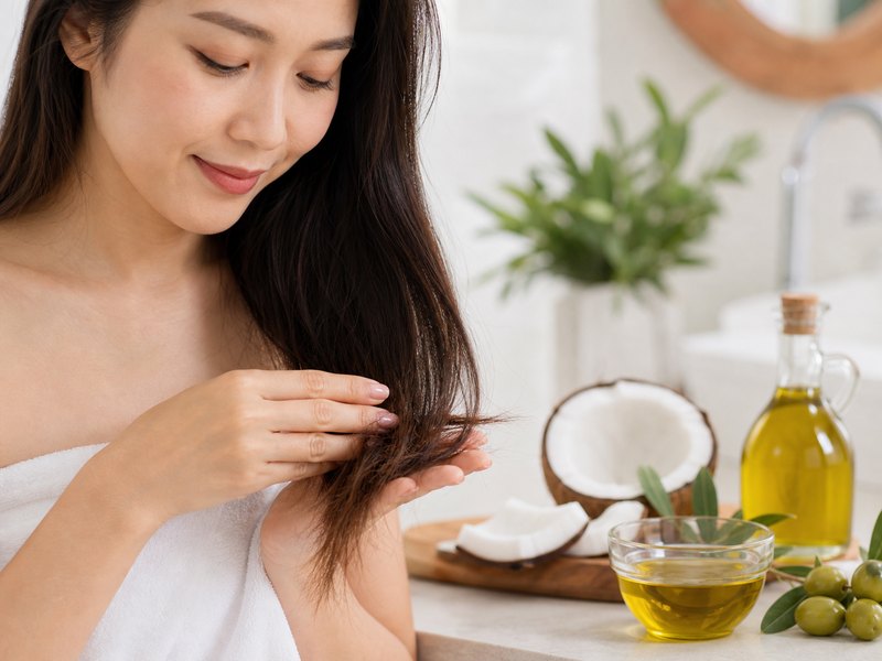Dầu dừa và dầu olive có tác dụng dưỡng ẩm thân tóc, phù hợp với tóc khô và dễ gãy