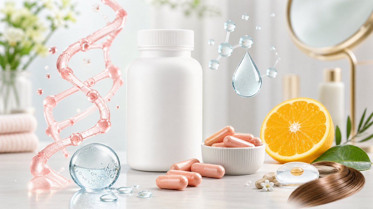 Viên uống Megabeauty với công thức kết hợp collagen thủy phân, vitamin C, acid hyaluronic và biotin