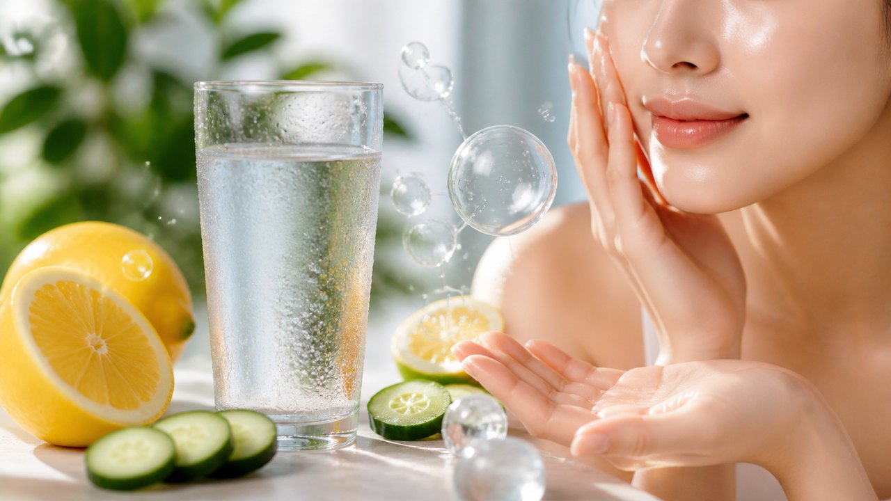 Uống đủ nước mỗi ngày giúp duy trì độ ẩm da và hỗ trợ trao đổi chất tế bào