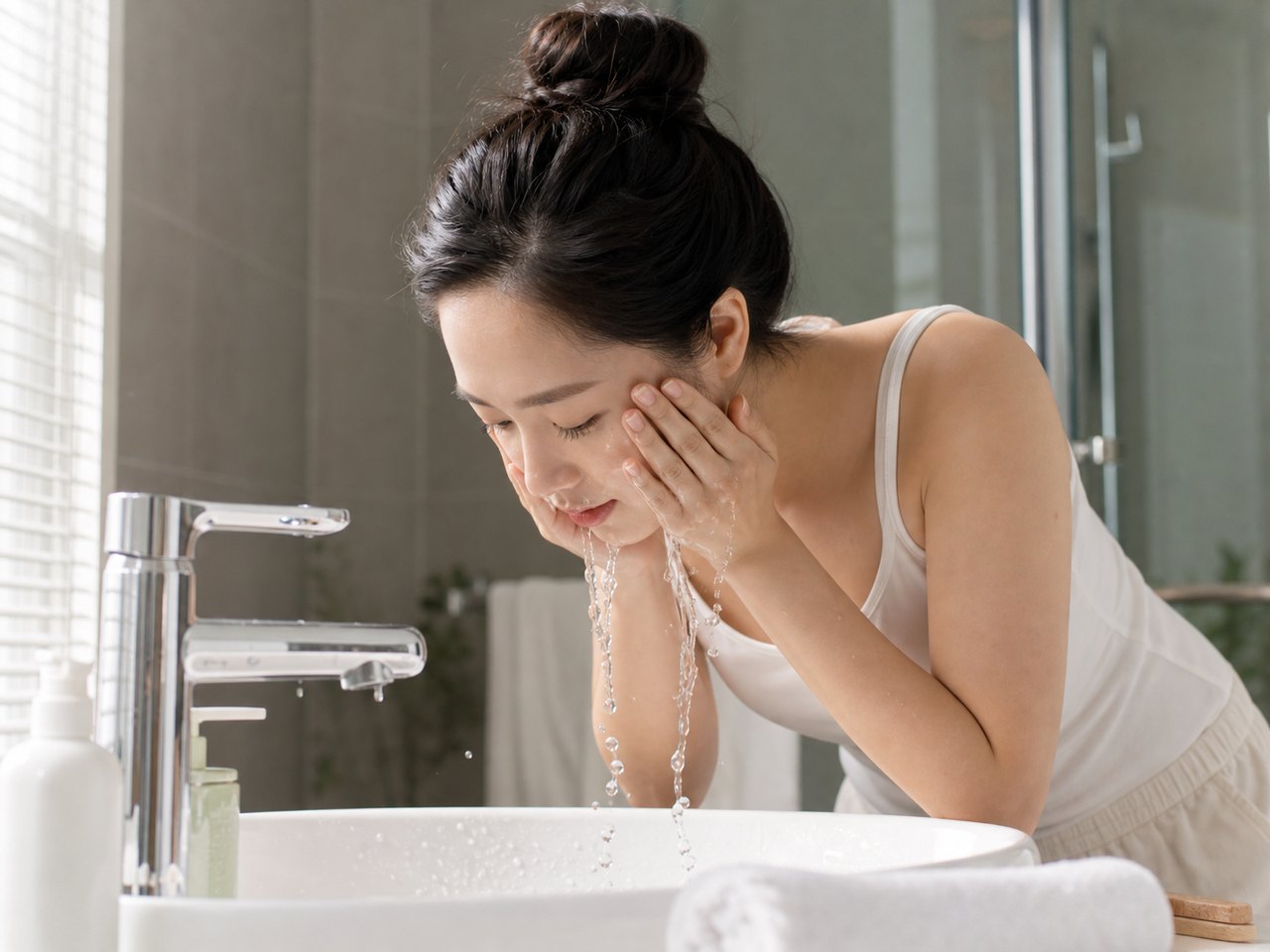 Rửa mặt quá nhiều hoặc dùng nước quá nóng có thể khiến da khô tróc vảy nặng hơn