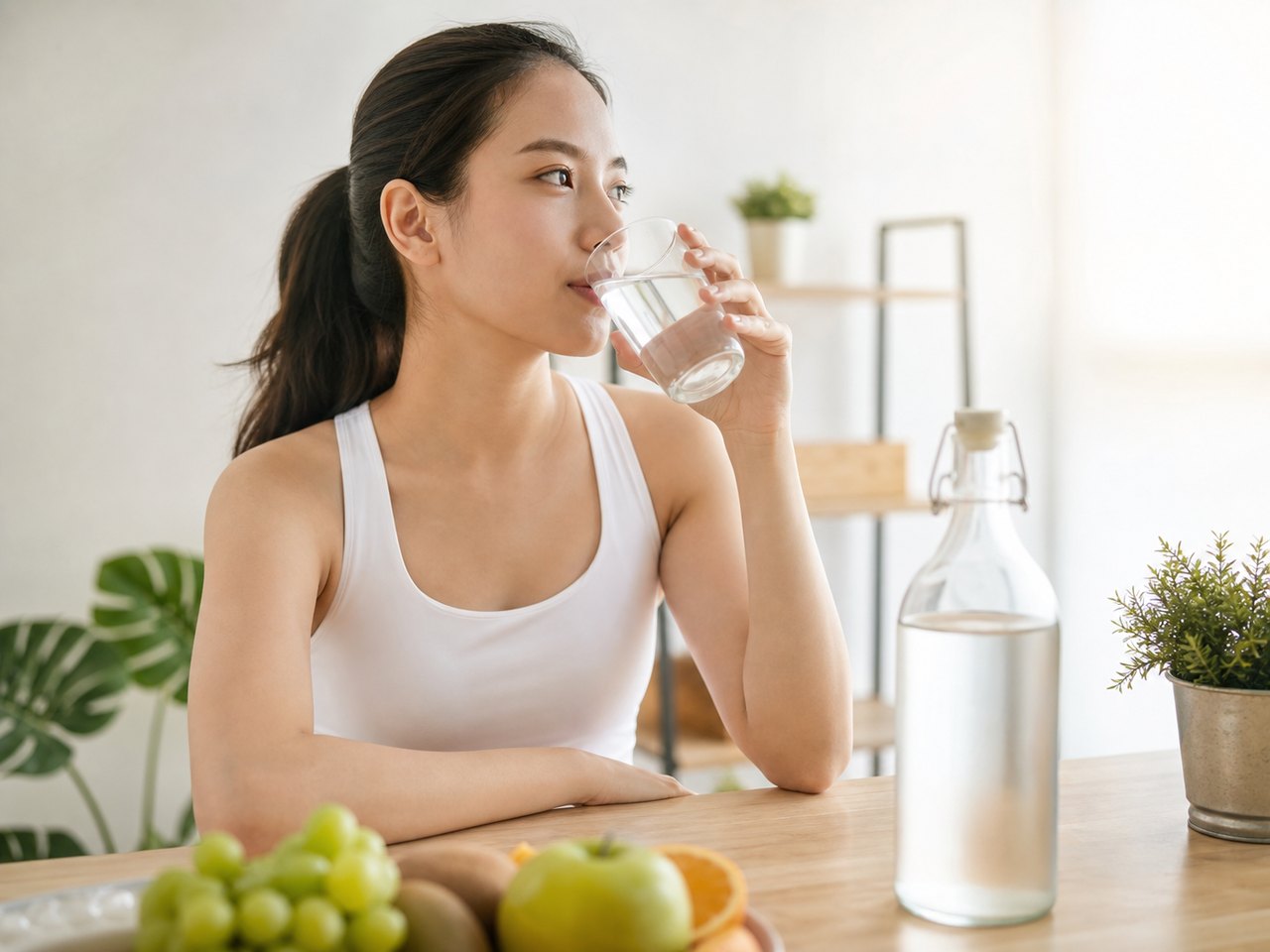 Uống đủ nước hỗ trợ sức khỏe tổng thể nhưng không thay thế kem dưỡng ẩm
