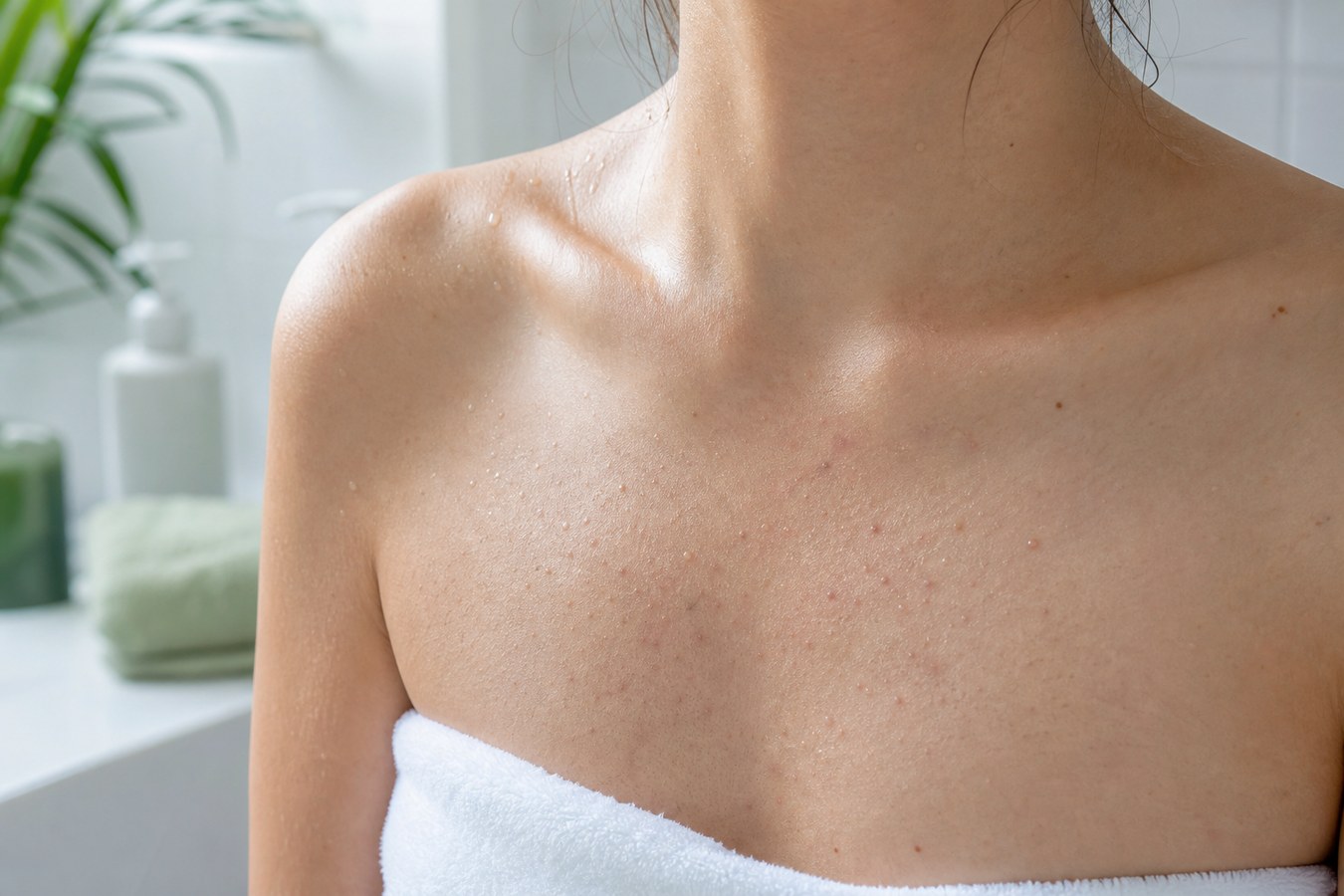 Vùng da ngực có nhiều tuyến bã nhờn, dễ nổi mụn khi dầu thừa và tế bào chết làm bít tắc nang lông.