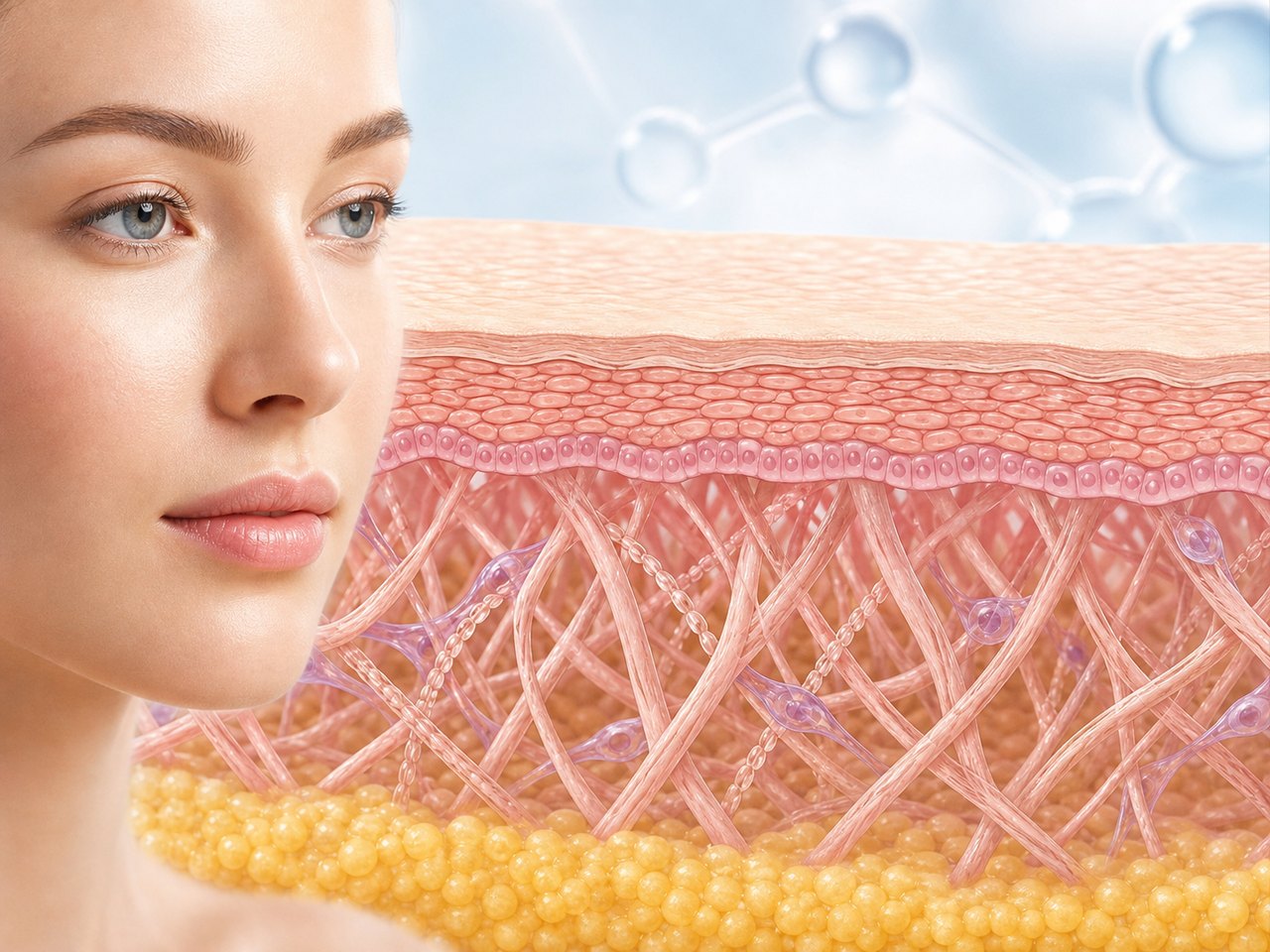 Collagen là protein cấu trúc chính giúp da duy trì độ đàn hồi và săn chắc.