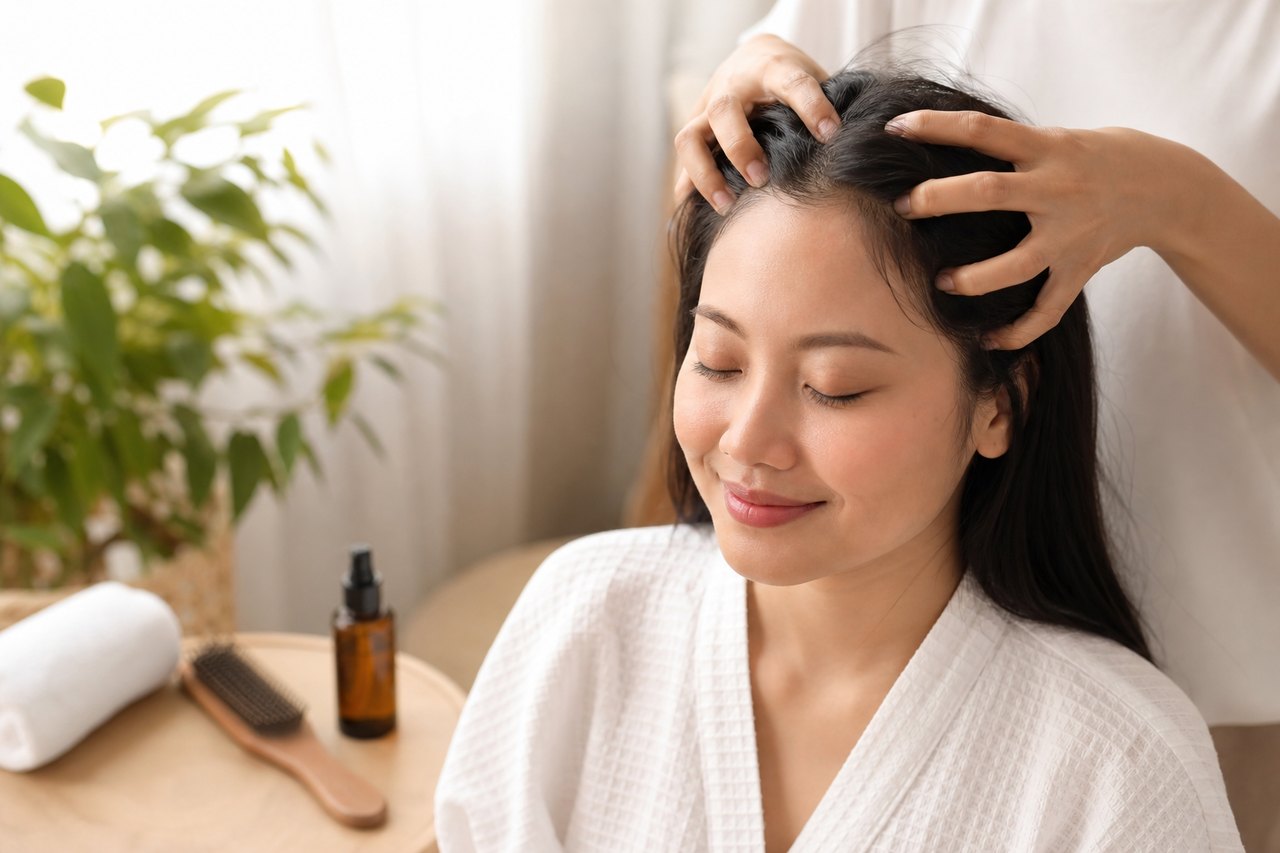 Massage da đầu giúp thư giãn, cải thiện tình trạng tóc và hỗ trợ mọc tóc.
