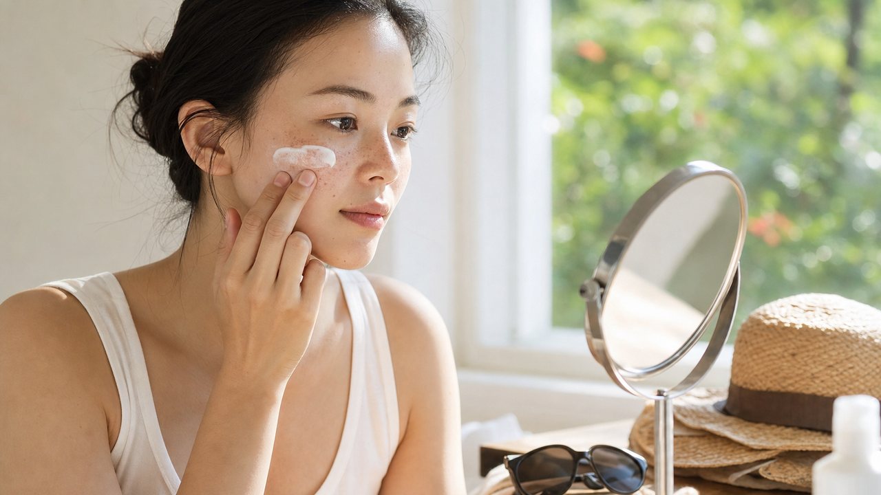 Chống nắng phổ rộng với SPF từ 30 trở lên là nền tảng quan trọng nhất khi chăm sóc da có tàn nhang.