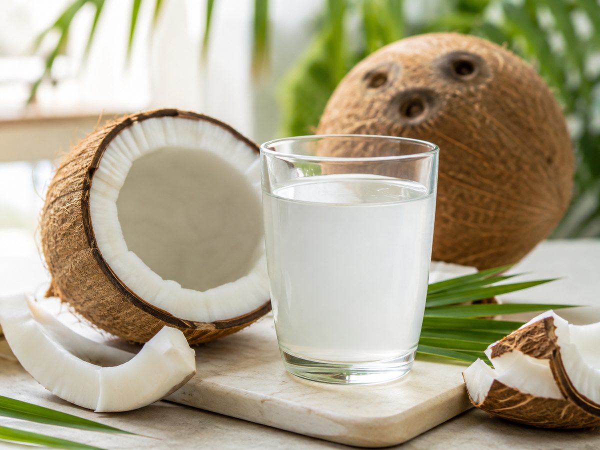Dừa và nước dừa bổ sung chất béo khoáng chất và nước cho chế độ ăn (Ảnh minh họa được tạo bởi AI)
