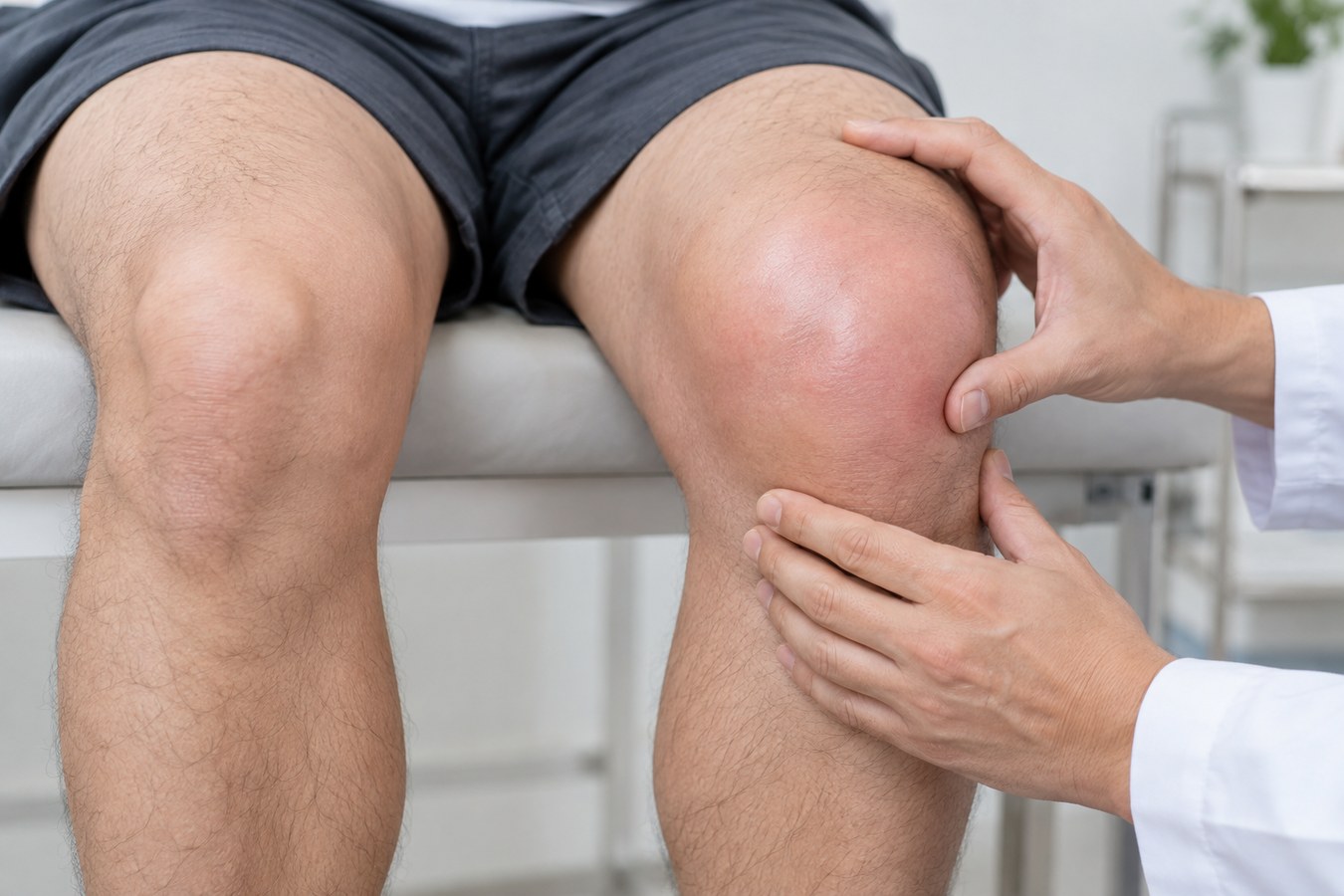Sưng, nóng và đau quanh xương bánh chè là dấu hiệu thường gặp của tràn dịch khớp gối Sưng, nóng và đau quanh xương bánh chè là dấu hiệu thường gặp của tràn dịch khớp gối