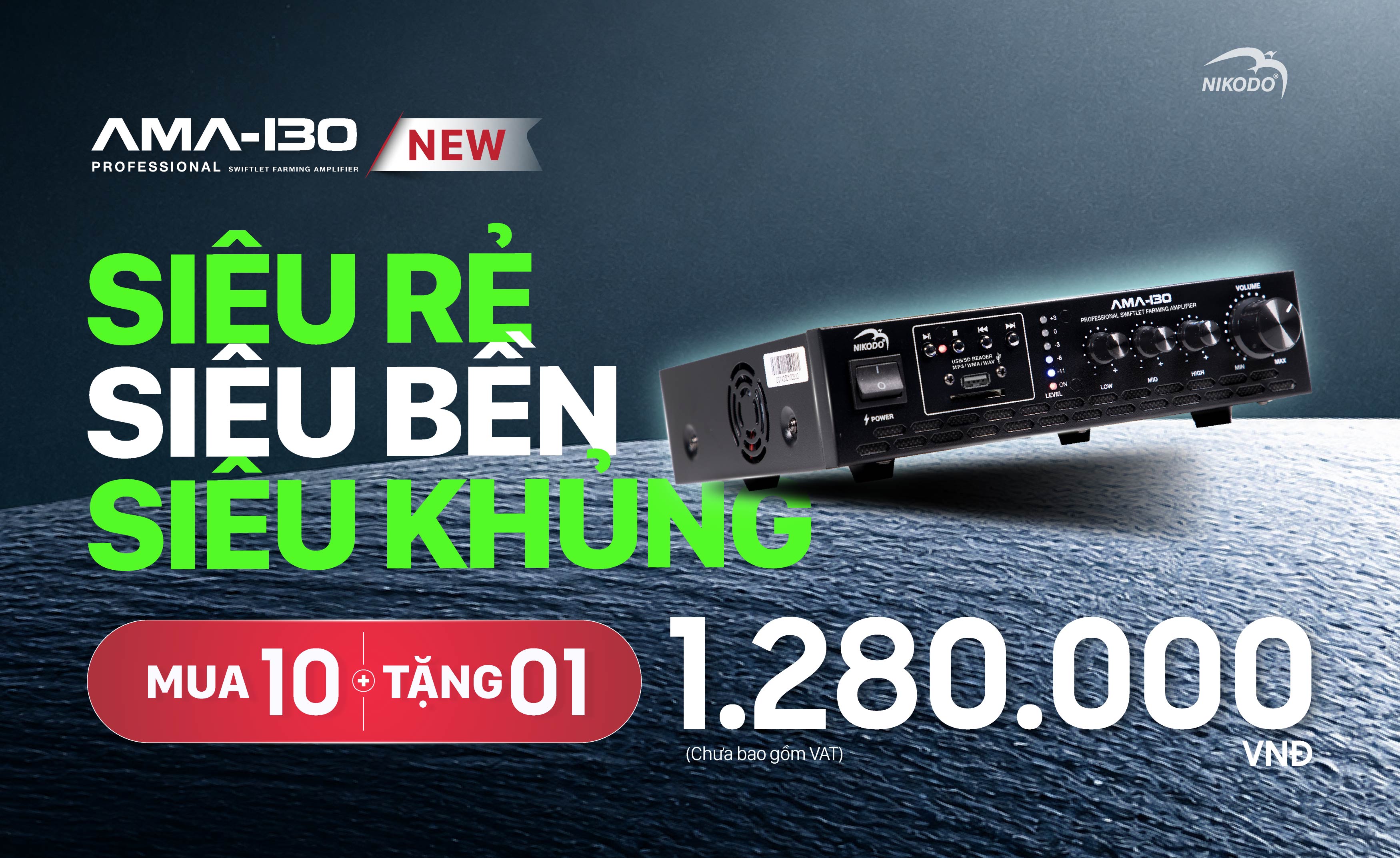 🔥SIÊU RẺ – SIÊU KHỦNG – SIÊU BỀN! AMPLY NHÀ YẾN NIKODO AMA-130 GIÁ CHỈ TỪ 1.280.000 VNĐ + ƯU ĐÃI MUA 10 TẶNG 1!