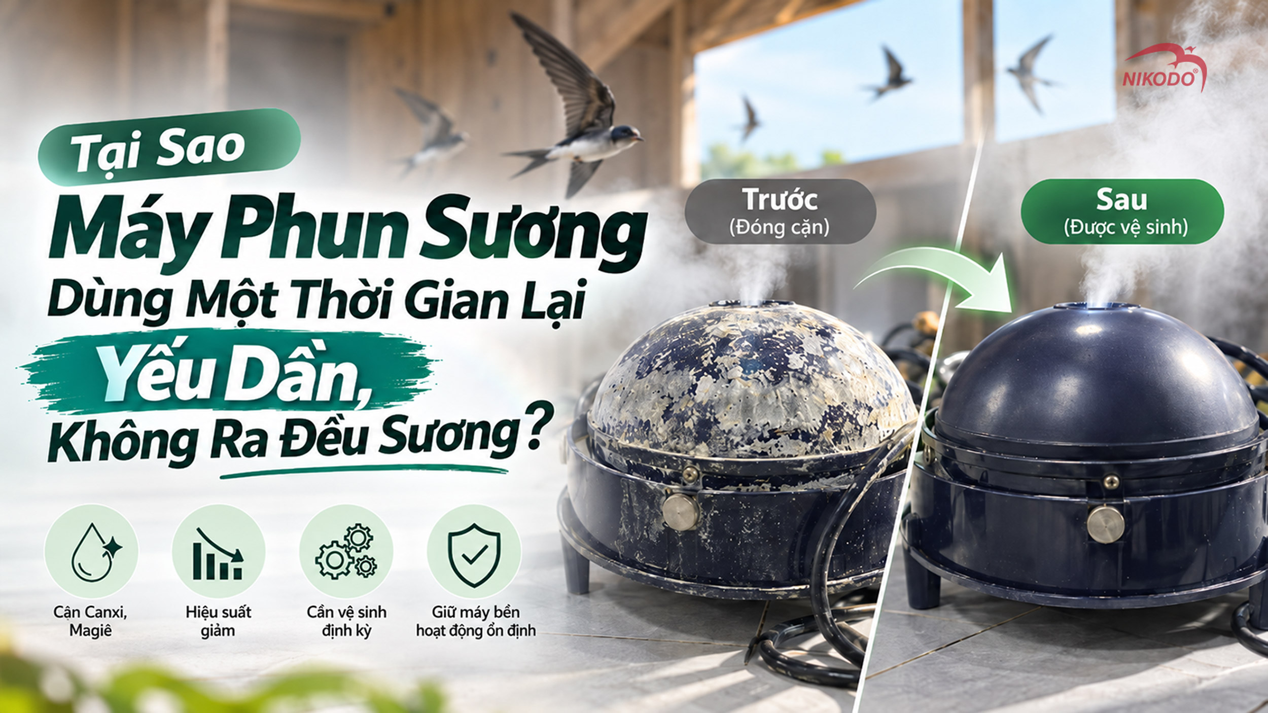 Tại Sao Máy Phun Sương Dùng Một Thời Gian Lại Yếu Dần, Không Ra Đều Sương?