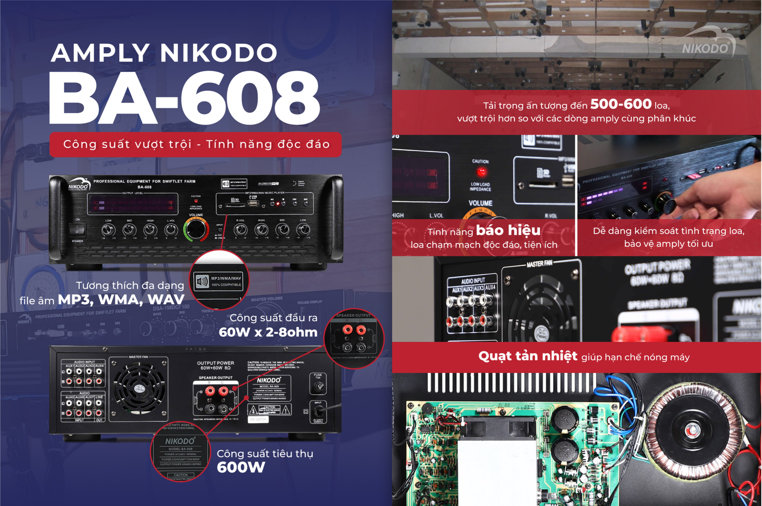 Các bộ phận của amply ba 608