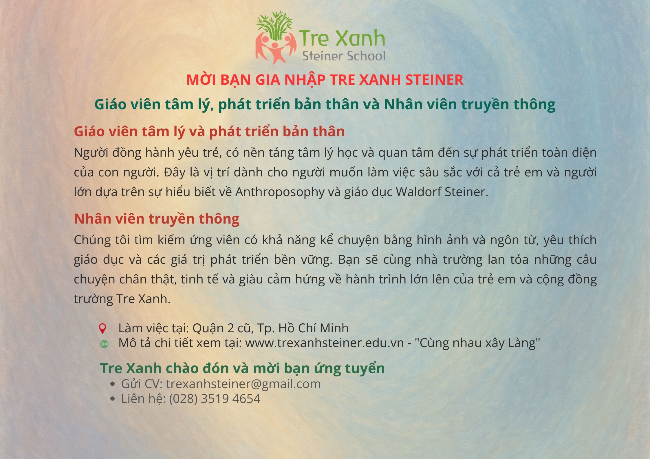 [TUYỂN DỤNG] NHÂN SỰ TRUYỀN THÔNG (PART-TIME)