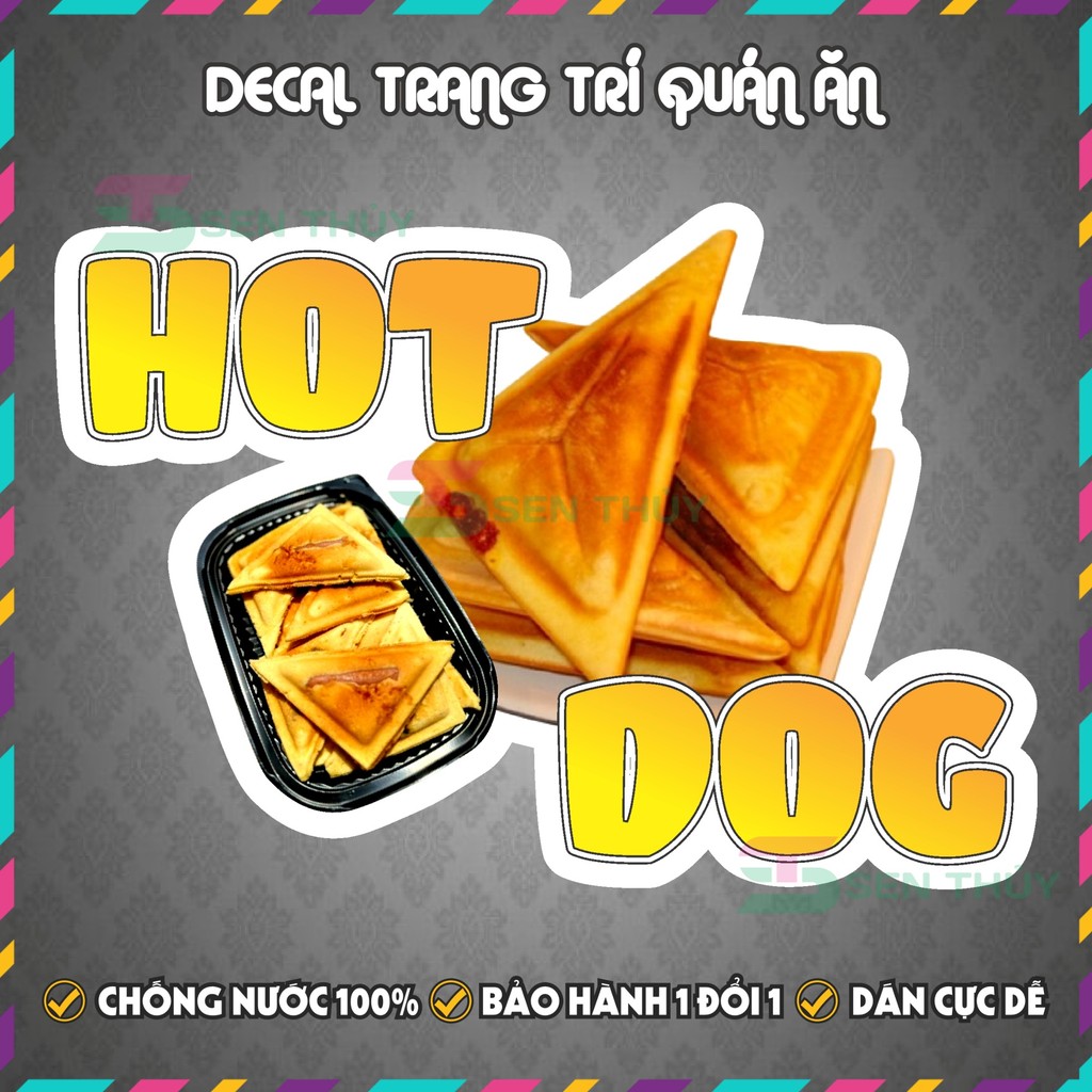 Decal HOTDOG - Decal Dán Tường Trang Trí Quán Ăn, Trà Sữa, Cà Phê - Chống Thấm Nước, Chống Nắng, Cắt Sẵn