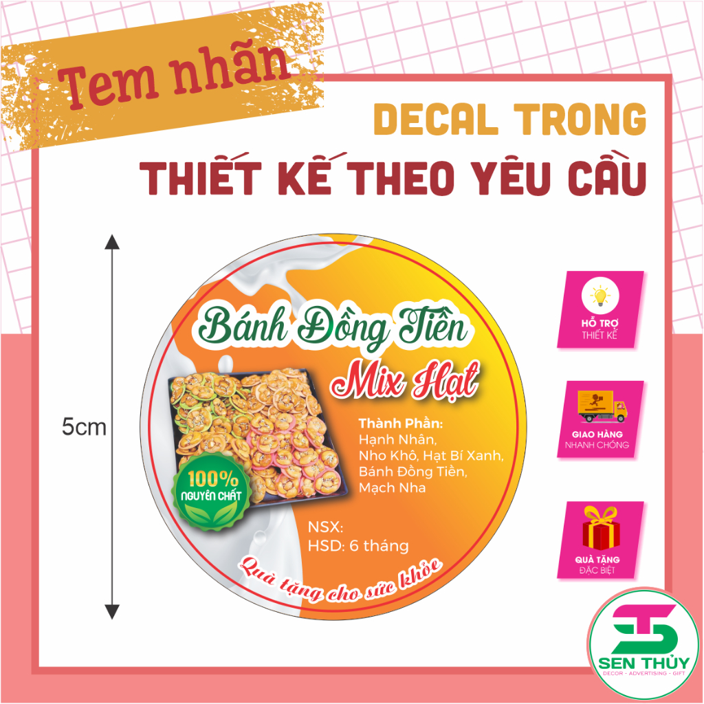Combo 500 Tem Decal Trong chống nước – In Theo Yêu Cầu – Sticker Dán Sản Phẩm