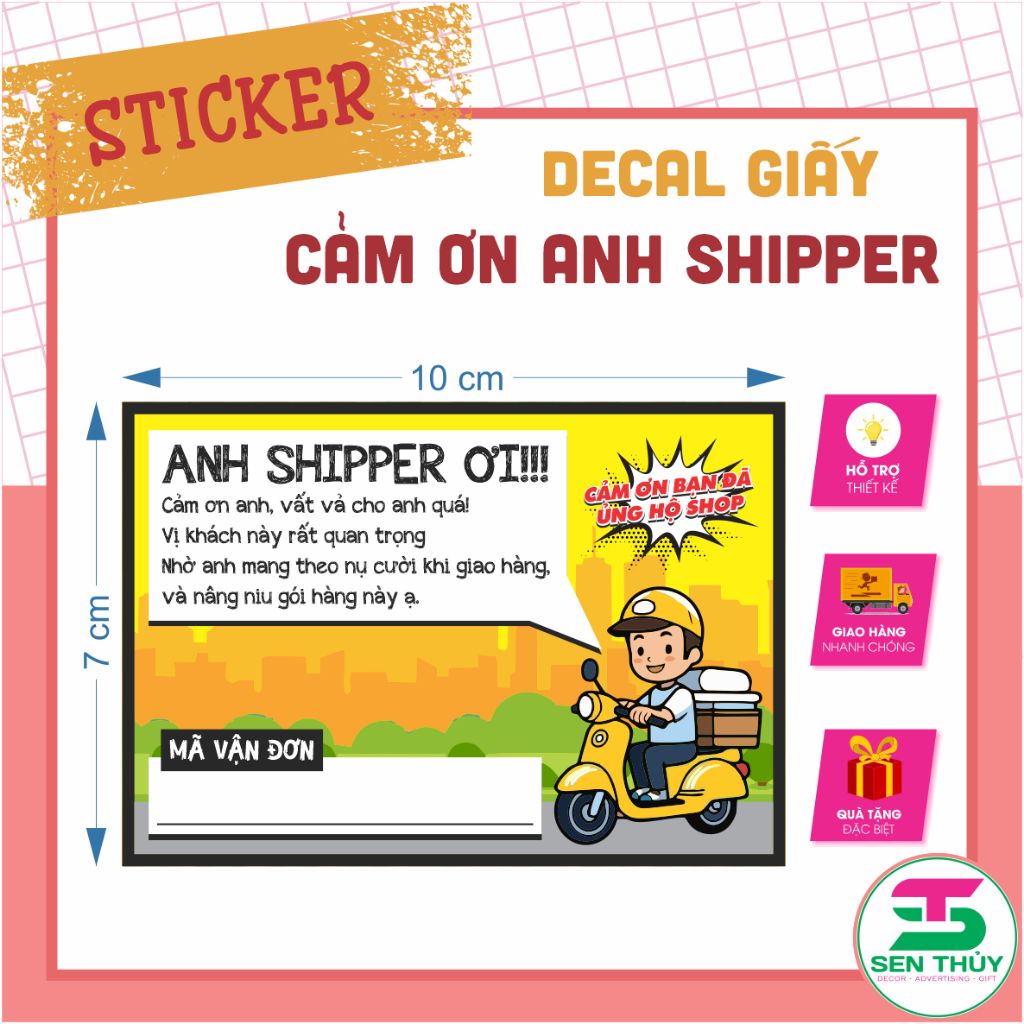Sticker Tem Cảm Ơn Anh Shipper – Sticker Dán Túi Hàng – Kích Thước ...