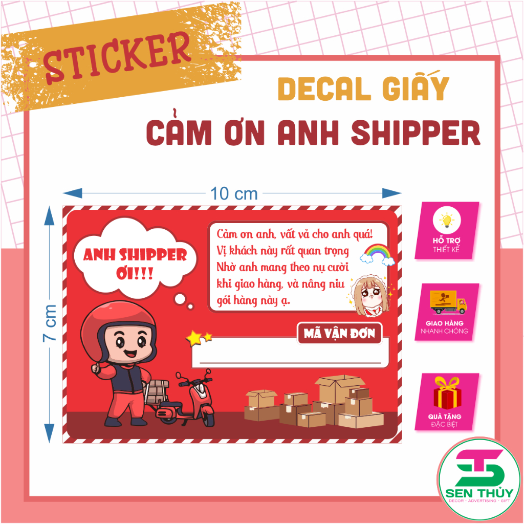 Sticker Tem Cảm Ơn Anh Shipper – Sticker Dán Túi Hàng – Kích Thước ...