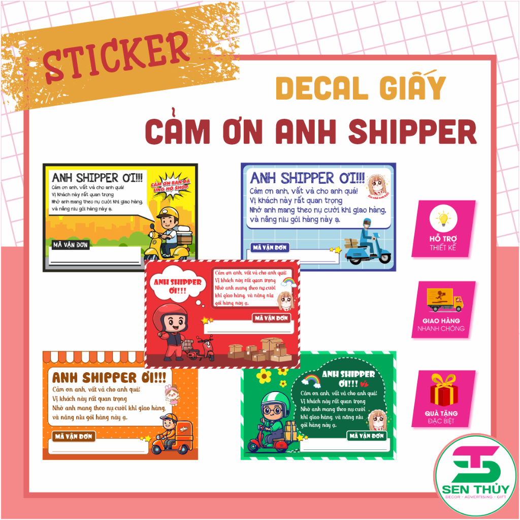 Sticker Tem Cảm Ơn Anh Shipper – Sticker Dán Túi Hàng – Kích Thước ...