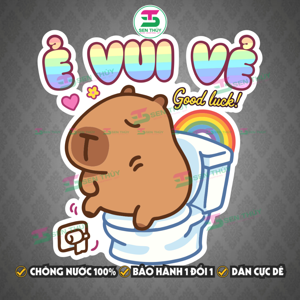 Miếng Dán Nắp Bồn Cầu Capybara - Decal Capybara, Capy Chống Nước, Bền Màu Trang Trí Nhà Tắm, Nhà Vệ Sinh, WC - WC002