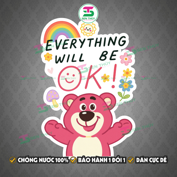 Miếng Dán Nắp Bồn Cầu Gấu Dâu Chống Nước - Decal Gấu Dâu Dán Tường, Kính, Toilet Trang Trí Dễ Thương - WC003