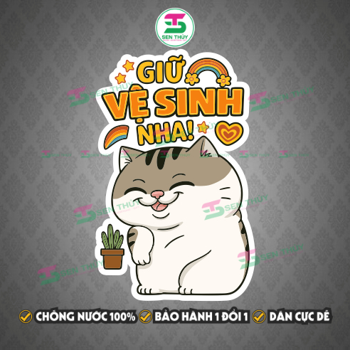 Miếng Dán Bồn Cầu Dễ Thương - Sticker Dán Bồn Cầu Cue Dùng Dán Trang Trí Toilet, Nhà Vệ Sinh, Tường - WC004
