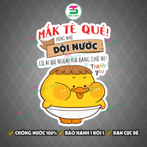 Miếng Dán Bồn Cầu Dễ Thương - Sticker Dán Bồn Cầu Cue Dùng Dán Trang Trí Toilet, Nhà Vệ Sinh, Tường - WC004