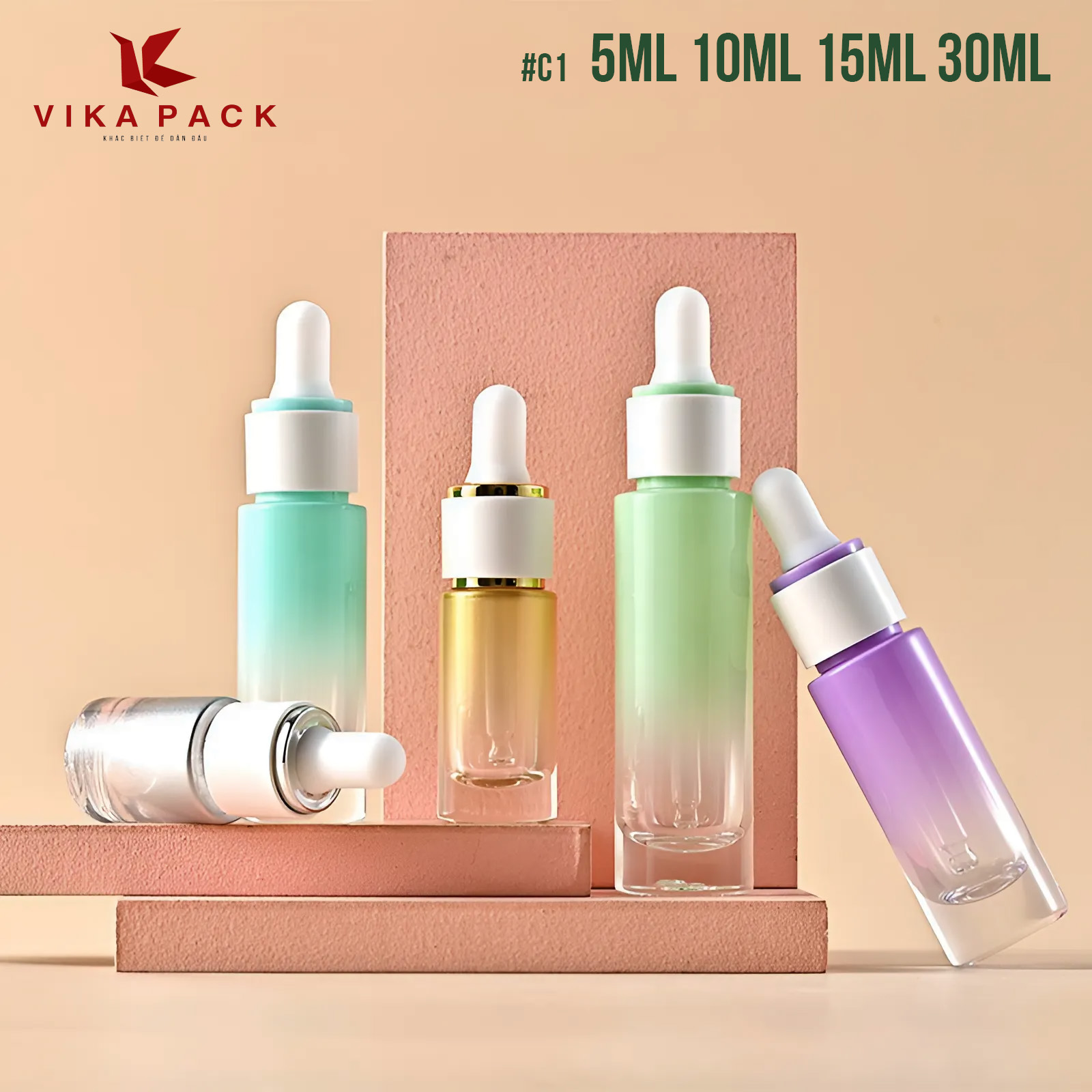 Chai lọ đựng serum 5ml 10ml 15ml 30ml thủy tinh dáng cao