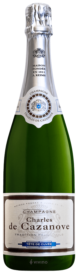 CHAMPAGNE CHARLES DE CAZANOVE BRUT TÊTE DE CUVÉE,Chardonnay , Pinot Noir , Pinot Meunier