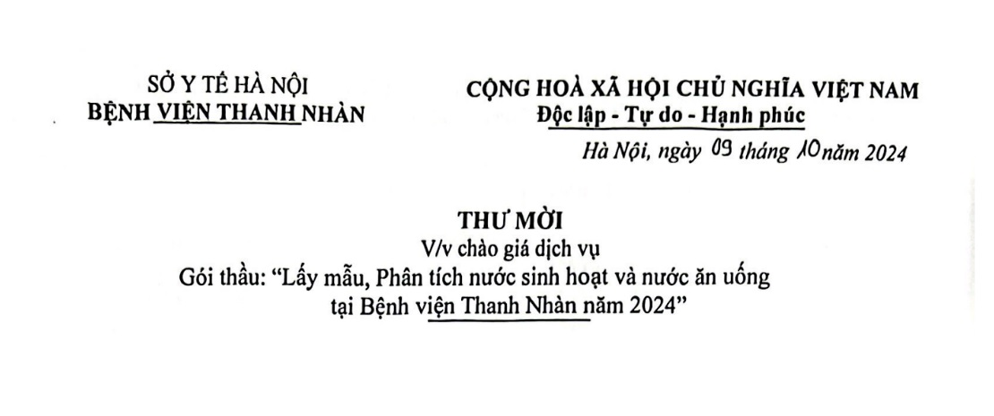 Thư mời chào giá gói thầu 
