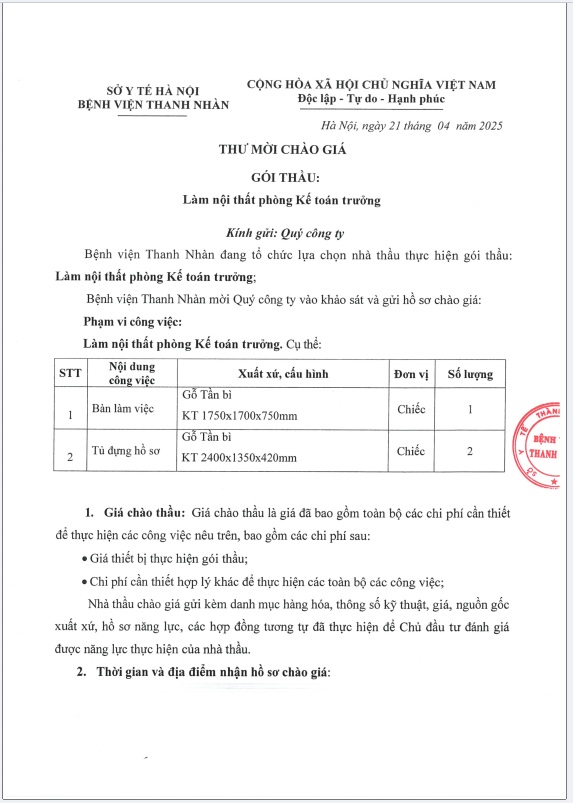 Gói thầu: Làm nội thất phòng Kế toán trưởng