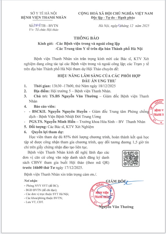 Hội Thảo chuyên đề: HIỆU NĂNG LÂM SÀNG CỦA CÁC PHỐI HỢP DẤU ẤN UNG THƯ