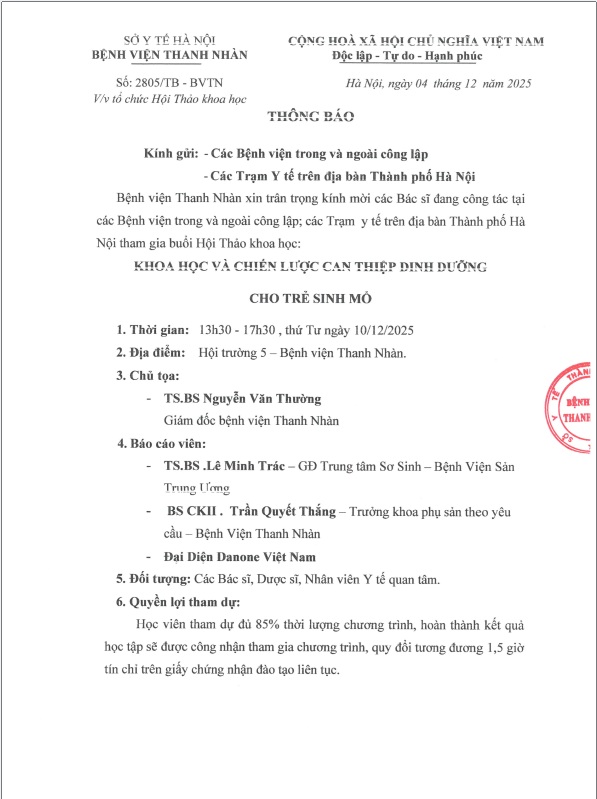 Thông báo về việc tổ chức Hội Thảo Ngày 10.12