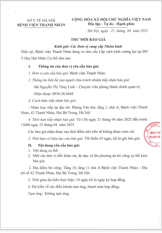 Gói thầu: Lắp vách kính cường lực tại ĐN Y Học Hạt Nhân