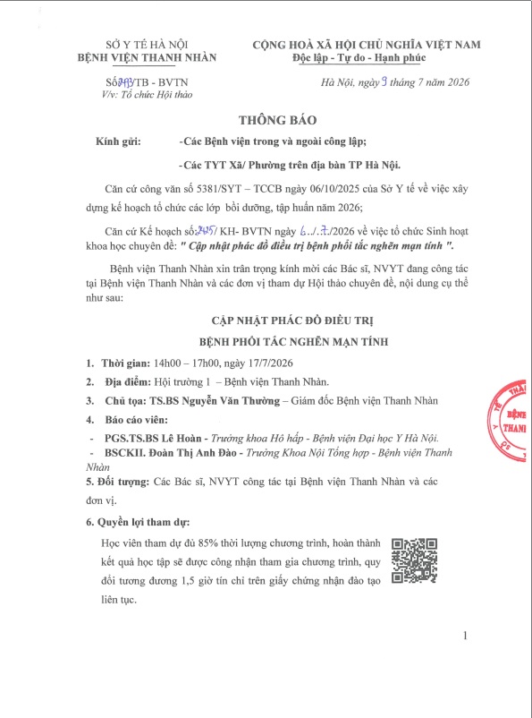Thông báo tổ chức sinh hoạt khoa học