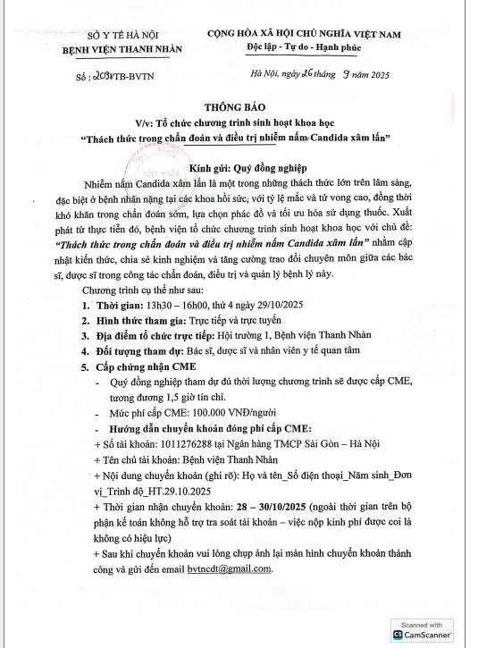 Tổ chức trương trình sinh hoạt khoa học tại Bệnh viện Thanh Nhàn ngày 29/10/2025