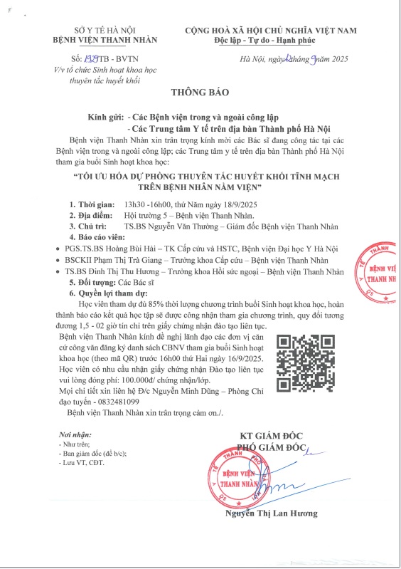 Giấy mời tham dự Sinh hoạt khoa học ngày 18.9.2025